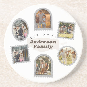 6 Zes foto's Moderne Elegant Collage Family Love Zandsteen Onderzetter