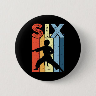 6 Zes Karate Lover 5e Verjaardag 6 Jaar Oude Marti Ronde Button 5,7 Cm