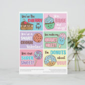 6 Zoete Treats Voor Kinderen Valentijnsdag Kaarten Briefhoofd (Staand voorkant)