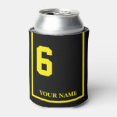 6 Zwart met Gele Paard Zadeldeken Custom Blikjeskoeler (Blikje Voorkant)