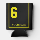 6 Zwart met Gele Paard Zadeldeken Custom Blikjeskoeler (Voorkant)