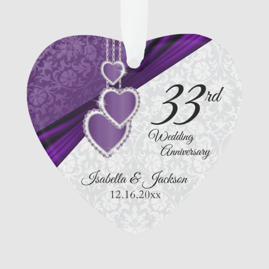 6de / 33ste / 47ste Amethist Bruiloft Jubileum Ornament (voorkant)