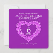 6de amethist bruiloft jubileumfeest uitnodigingen (Voorkant)