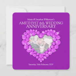 6de amethyst foto huwelijksjubileum uitnodigingen