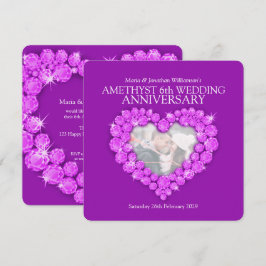 6de amethyst foto huwelijksjubileum uitnodigingen