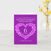 6de amethyst jubileumkaart voor zuster kaart (Gele Bloem)