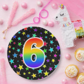 6de evenement: Vet, Fun, kleurrijke regenboog 6 Papieren Bordje (Feest)