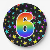 6de evenement: Vet, Fun, kleurrijke regenboog 6 Papieren Bordje (Voorkant)