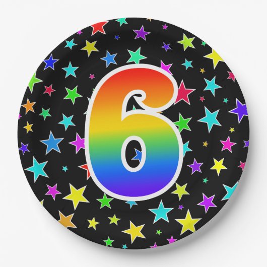 6de evenement: Vet, Fun, kleurrijke regenboog 6 Papieren Bordje (Voorkant)