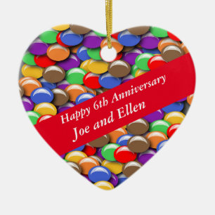 6de huwelijksjubileum snoep, keramisch ornament