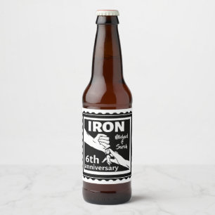 6de huwelijksverjaardag traditioneel geschenk ijze bier etiket