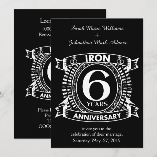 6de huwelijksverjaardag verweerde wapen kaart (Voorkant / Achterkant)