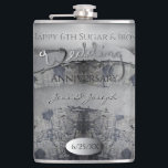 6de trouwdag suiker en ijzer heupfles<br><div class="desc">Moeite om iets te bedenken met suiker en ijzer voor je 6de trouwdag? Hoe zit het met mijn originele kunstwerk voor een shabby chic uitstraling en handgeschreven boodschap zoals deze fles?</div>