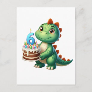 6de verjaardag Dino Feestdagenkaart