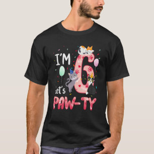 6de verjaardag Meisje Kat Kitten 6 Jaar Oud Bday P T-shirt
