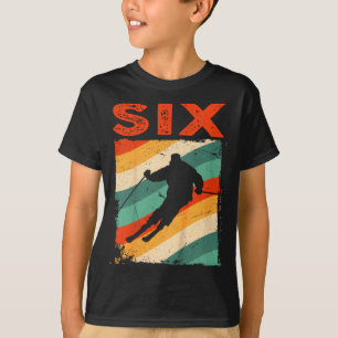 6de verjaardag retro ski skien 6 jaar oude jongens t-shirt