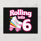 6de verjaardag Roller Skating 6 jaar oud schaatsen Briefkaart (Voorkant)