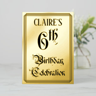 6de verjaardagsfeestje — Elegante script + aangepa Folie Uitnodiging