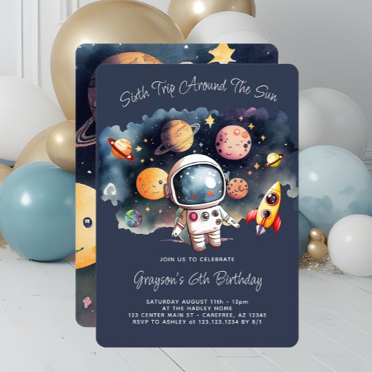 6de verjaardagsfeestje Outer Space Planeten Kaart