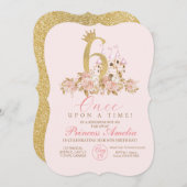6de verjaardagsuitnodiging kleine prinses kaart (Voorkant / Achterkant)