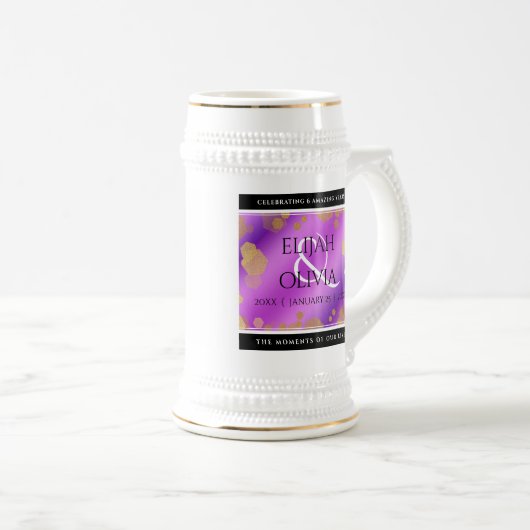 6e 33e 47e 48e Amethist Bruiloft Jubileum Bierpul (Voorkant rechts)