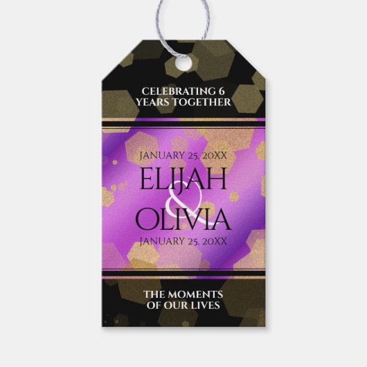 6e 33e 47e 48e Amethist Bruiloft Jubileum Cadeaulabel (Voorkant)