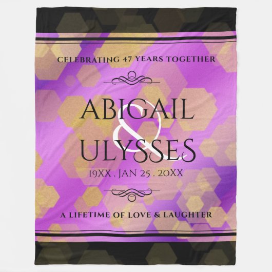 6e 33e 47e 48e Amethist Bruiloft Jubileum Fleece Deken (Voorkant)