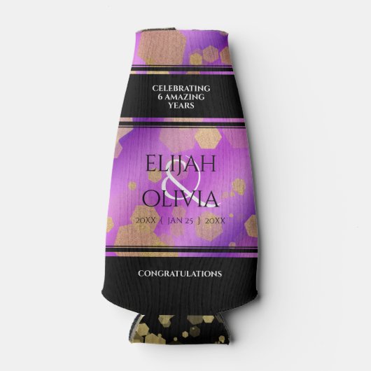 6e 33e 47e 48e Amethist Bruiloft Jubileum Flesjeskoeler (Voorkant)