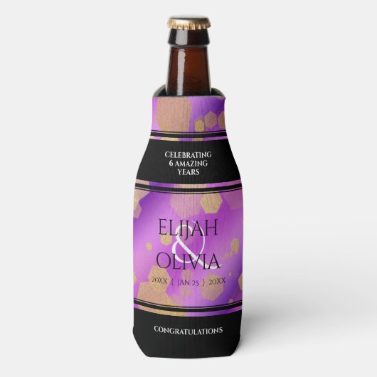 6e 33e 47e 48e Amethist Bruiloft Jubileum Flesjeskoeler (Fles Voorkant)