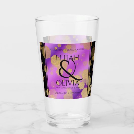 6e 33e 47e 48e Amethist Bruiloft Jubileum Glas (Achterkant)