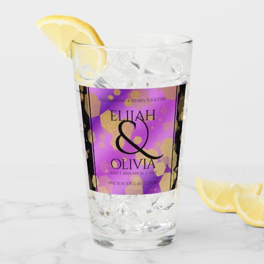 6e 33e 47e 48e Amethist Bruiloft Jubileum Glas (Voorkant ijs)