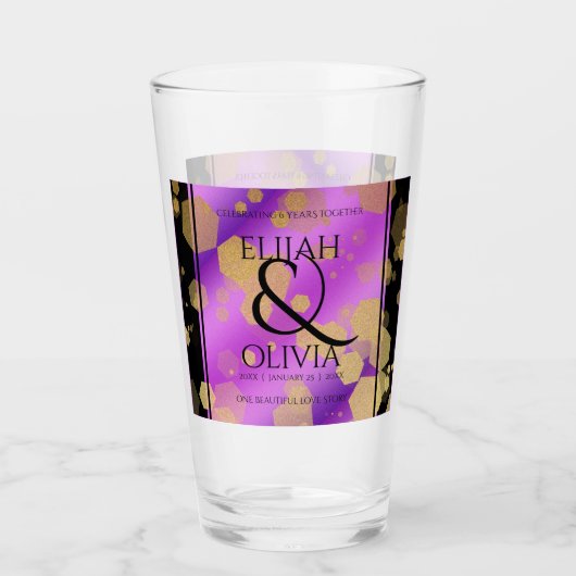 6e 33e 47e 48e Amethist Bruiloft Jubileum Glas (Voorkant)