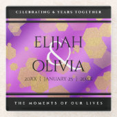 6e 33e 47e 48e Amethist Bruiloft Jubileum Glazen Onderzetter (Voorkant)