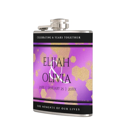 6e 33e 47e 48e Amethist Bruiloft Jubileum Heupfles (Links)