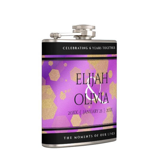 6e 33e 47e 48e Amethist Bruiloft Jubileum Heupfles (Rechts)