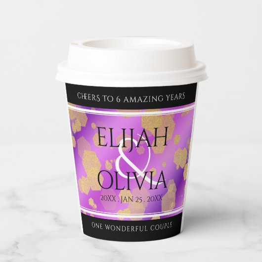6e 33e 47e 48e Amethist Bruiloft Jubileum Papieren Bekers (Achterkant)