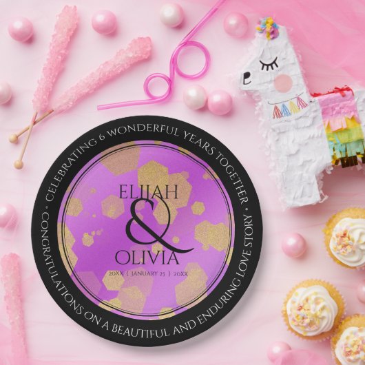 6e 33e 47e 48e Amethist Bruiloft Jubileum Papieren Bordje (Feest)