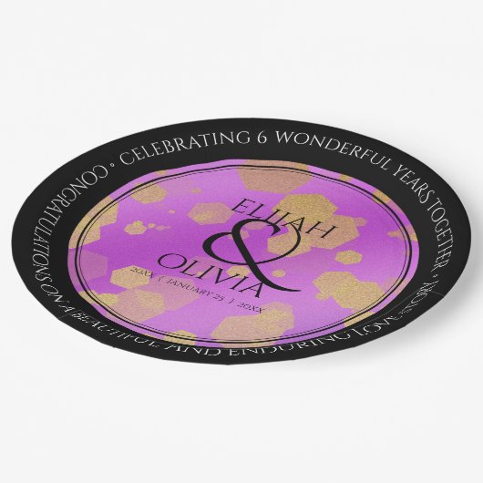 6e 33e 47e 48e Amethist Bruiloft Jubileum Papieren Bordje (Gekanteld)