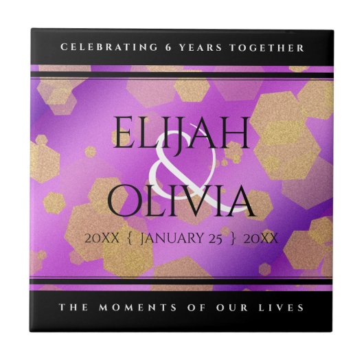 6e 33e 47e 48e Amethist Bruiloft Jubileum Tegeltje (Voorkant)