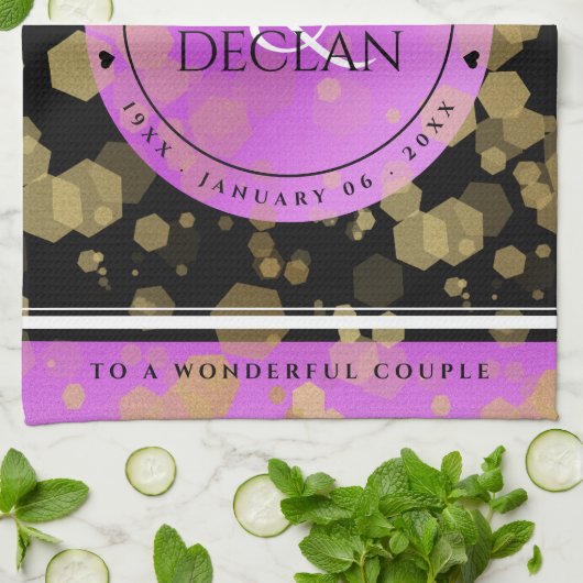 6e 33e 47e 48e Amethist Bruiloft Jubileum Theedoek (Gevouwen)