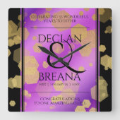 6e 33e 47e 48e Amethist Bruiloft Jubileum Vierkante Klok (Voorkant)