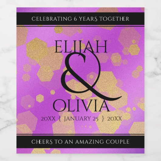 6e 33e 47e 48e Amethist Huwelijksjubileum Wijn Etiket (Enkel label)