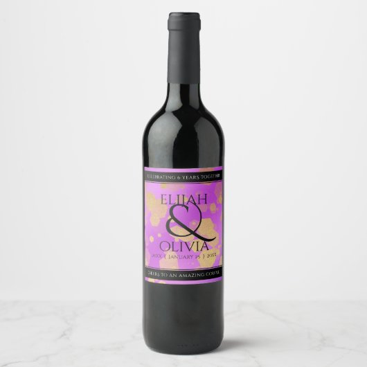 6e 33e 47e 48e Amethist Huwelijksjubileum Wijn Etiket (Voorkant)