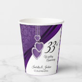 6e / 33e / 47e Amethist bruiloft Jubileum Papieren Bekers (Achterkant)