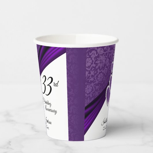 6e / 33e / 47e Amethist bruiloft Jubileum Papieren Bekers (Links)