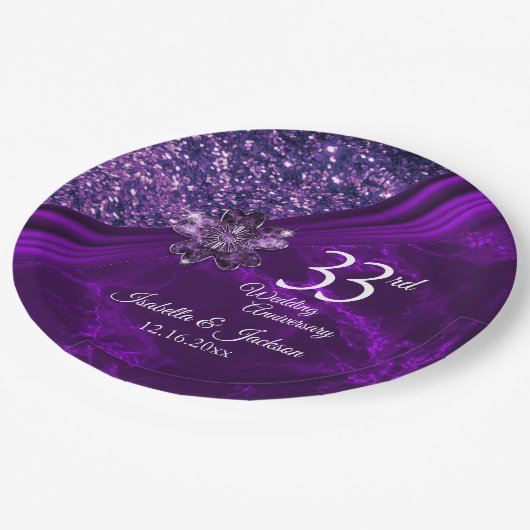 6e / 33e / 47e Amethist bruiloft Jubileum Papieren Bordje (Gekanteld)