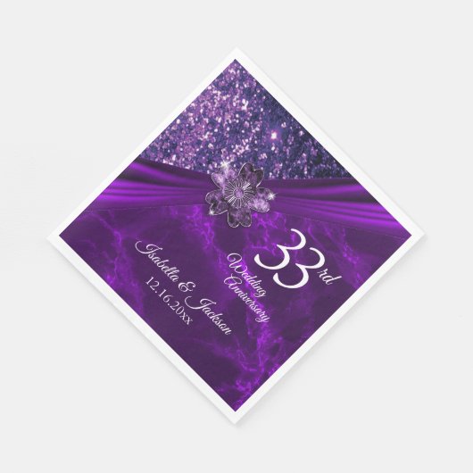 6e / 33e / 47e Amethist bruiloft Jubileum Servet (Hoek)