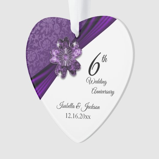 6e / 33e / 47e Amethist Paarse Jubileum Ornament (voorkant)