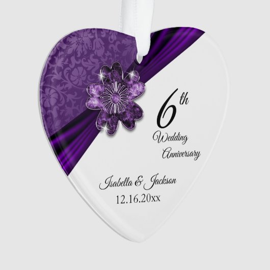 6e / 33e / 47e Amethist Paarse Jubileum Ornament (voorkant)