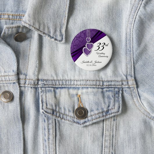 6e / 33e / 47e bruiloft Jubileum ontwerp Ronde Button 5,7 Cm (In situ)